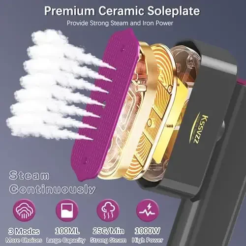 Portable Travel Steamer Iron for Clothes with LCD Touch Screen - 4 Mode Handheld Mini Clothing Steam Iron, Small Garment Steamer Ironing Machine, Hand Held Fabric Steamer for Home, Travel (120V ONLY) - 4