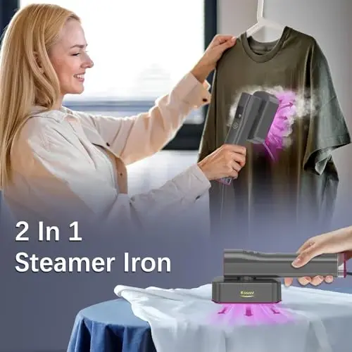 Portable Travel Steamer Iron for Clothes with LCD Touch Screen - 4 Mode Handheld Mini Clothing Steam Iron, Small Garment Steamer Ironing Machine, Hand Held Fabric Steamer for Home, Travel (120V ONLY) - 3