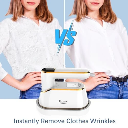 Portable Travel Steamer Iron for Clothes with LCD Display - 4 Mode Handheld Mini Clothing Steam Iron, 1200W Small Garment Steamer, Hand Held Fabric Steamer for Home, Dorm, Travel (120V ONLY)(White) - 5