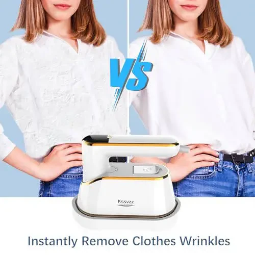 Portable Travel Steamer Iron for Clothes with LCD Display - 4 Mode Handheld Mini Clothing Steam Iron, 1200W Small Garment Steamer, Hand Held Fabric Steamer for Home, Dorm, Travel (120V ONLY)(White) - 5