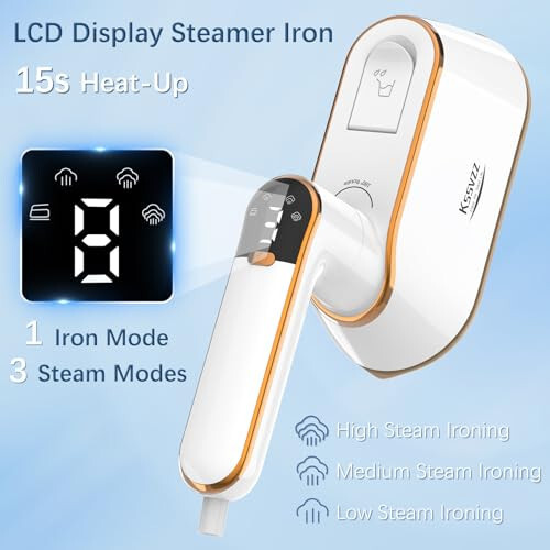 Portable Travel Steamer Iron for Clothes with LCD Display - 4 Mode Handheld Mini Clothing Steam Iron, 1200W Small Garment Steamer, Hand Held Fabric Steamer for Home, Dorm, Travel (120V ONLY)(White) - 2