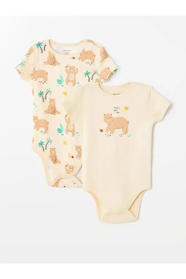 LCW baby Beige Printed Crew Neck Printed Boy B - 1