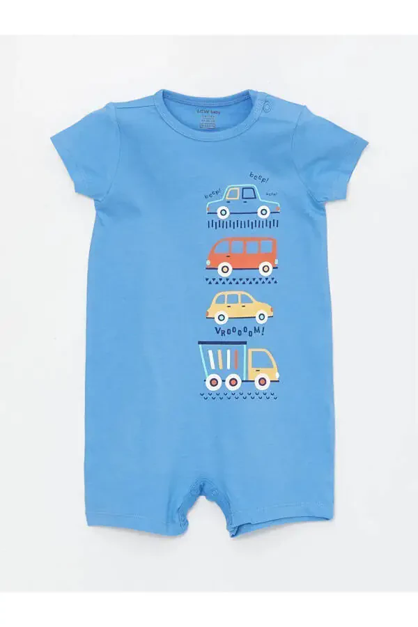 LCW Baby Bike Collar Short Sleeve Printed Baby Boy Jumpsuit 2 Pack - 2