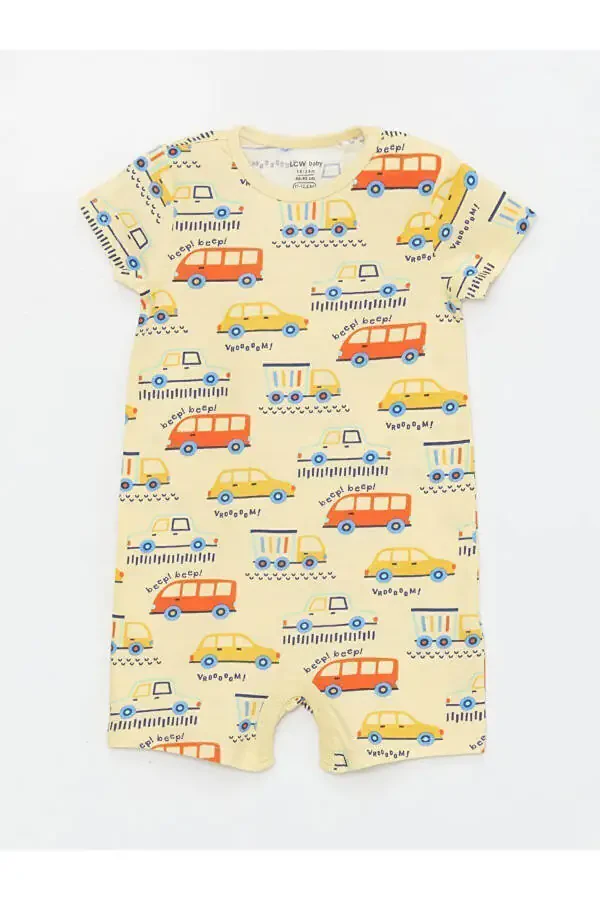 LCW Baby Bike Collar Short Sleeve Printed Baby Boy Jumpsuit 2 Pack - 3
