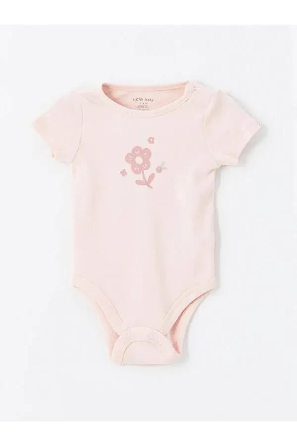 LCW baby Bisiklet Yaka Baskılı Kız Bebek Çıtçıtlı Body 2'li - 2