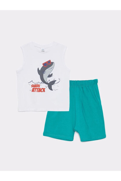 Lcw Baby Bisiklet Yaka Baskılı Pamuklu Erkek Bebek Atlet Ve Şort 2'li Takım - LC WAIKIKI