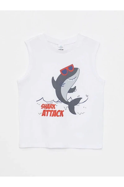 Lcw Baby Bisiklet Yaka Baskılı Paxtali O'g'il Bola Atlet va Short 2'li To'plami - LC WAIKIKI (1)