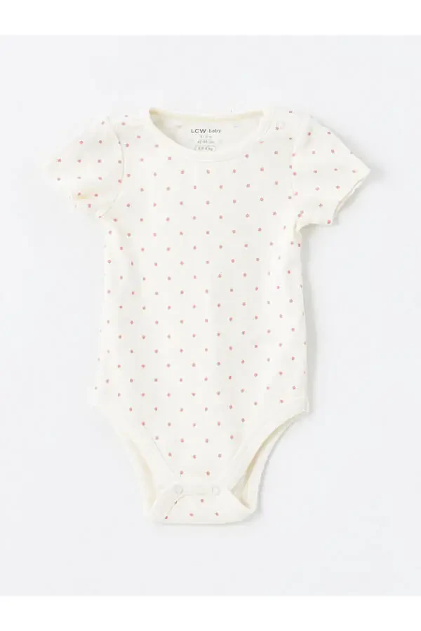 LCW baby Bisiklet Yaka Baskılı Qiz Bebek Çıtçıtlı Body 2'li - 5