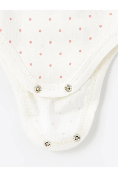 LCW baby Bisiklet Yaka Baskılı Qiz Bebek Çıtçıtlı Body 2'li - 6