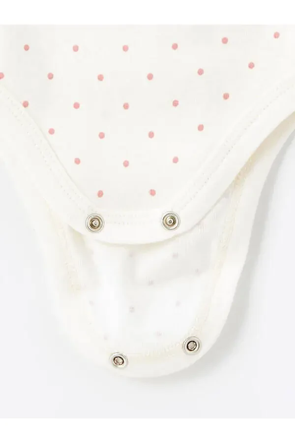 LCW baby Bisiklet Yaka Baskılı Qiz Bebek Çıtçıtlı Body 2'li - 6