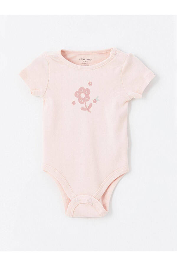 LCW baby Bisiklet Yaka Baskılı Qiz Bebek Çıtçıtlı Body 2'li - 2