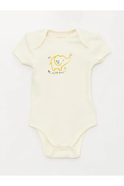 LCW baby Bisiklet Yaka Baskılı Qiz Bebek Hastane Çıkış Seti 3'lü - 4