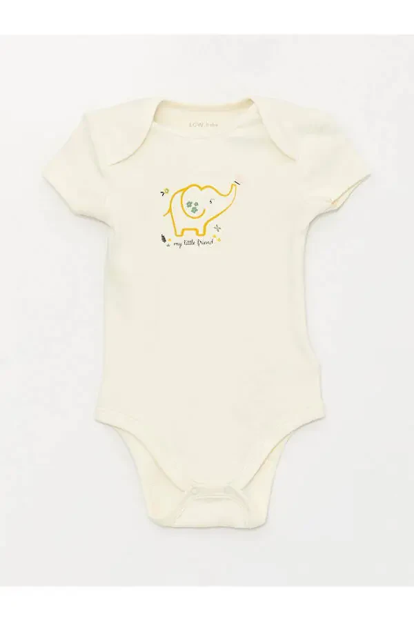 LCW baby Bisiklet Yaka Baskılı Qiz Bebek Hastane Çıkış Seti 3'lü - 4