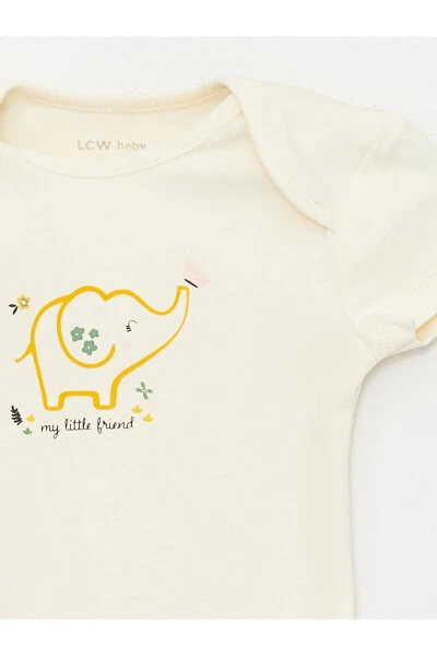 LCW baby Bisiklet Yaka Baskılı Qiz Bebek Hastane Çıkış Seti 3'lü - 5