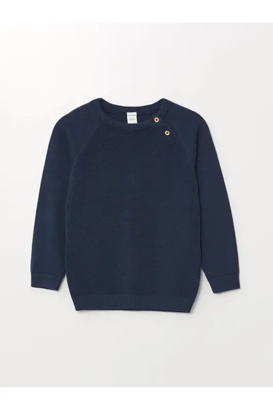 LCW baby Bisiklet Yaka Uzun Kollu Erkek Bebek Triko Kazak-İndigo - 1