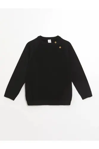 LCW baby Bisiklet Yaka Uzun Kollu Erkek Bebek Triko Kazak-Siyah - 1