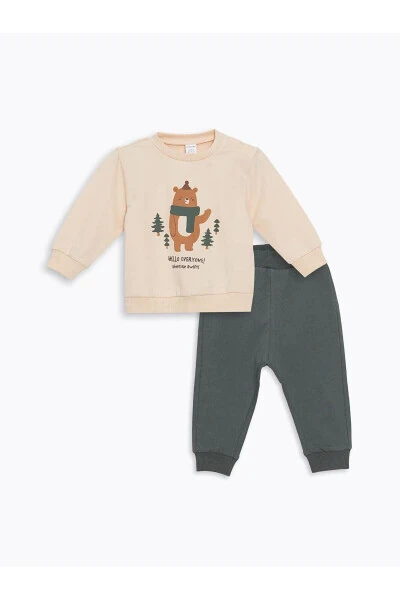 LCW baby Boys Printed Long Sleeve Sweatshirt and Sweatpants 2-Piece Set - 1