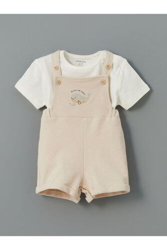 LCW baby Cotton Boy Baby Overall and T-shirt 2-piece - LC WAIKIKI