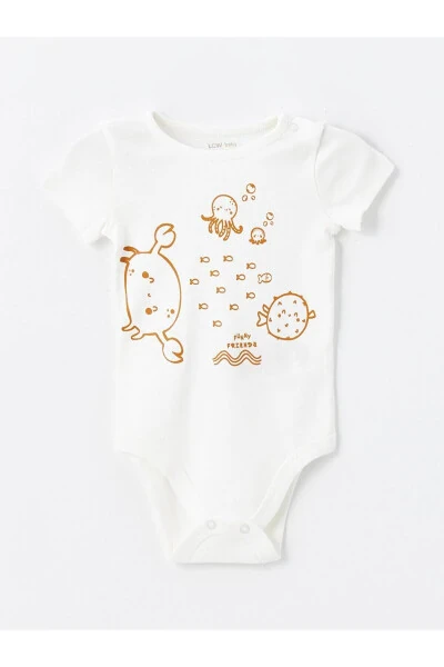 LCW baby Crew Neck Short Sleeve Printed Baby Boy Snap Bodysuit and Pants 2-Piece Set - LC WAIKIKI (1)