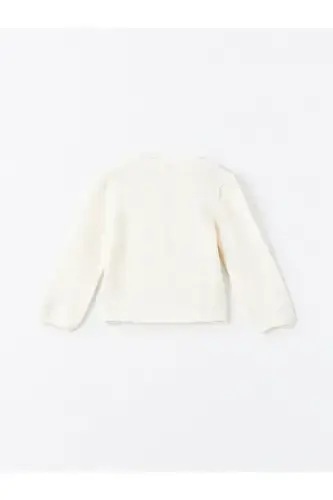 LCW baby ecru crew neck floral embroidered baby girl knit cardigan - 3