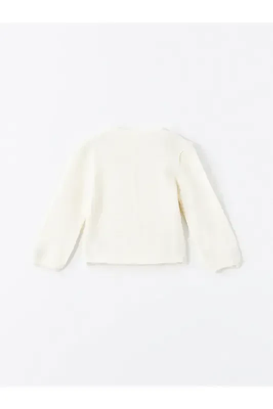 LCW baby ecru crew neck floral embroidered baby girl knit cardigan - 3