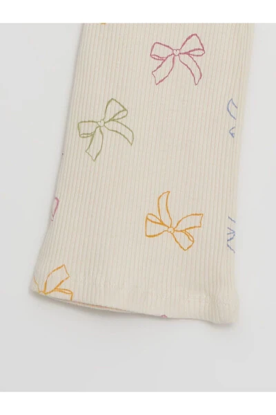 LCW Baby Ecru Printed Elastic Waist Printed Wide Leg Baby Girl Leggings - LC WAIKIKI (1)