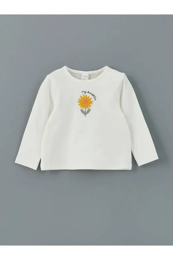 lCW baby Ekru Bisiklet Yaka Qiz Bebek Bluz va Askı - 3