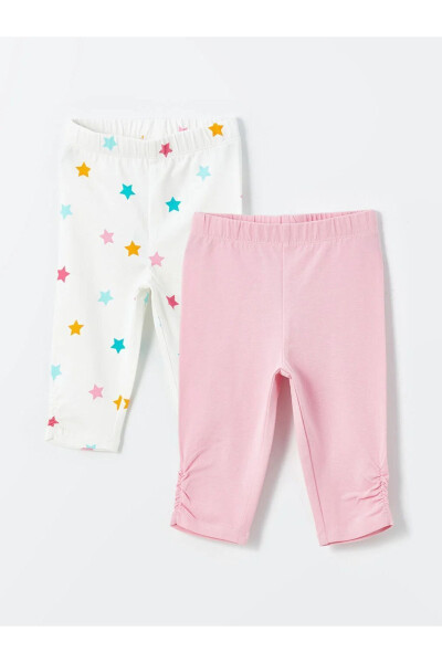 LCW Baby Elastic Waist Printed Baby Girl Leggings 2 Pack - LC WAIKIKI