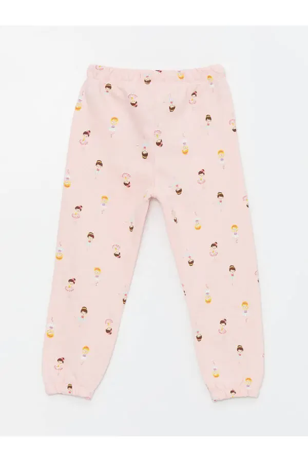 LCW Baby Elastic Waist Printed Baby Girl Sweatpants - 2