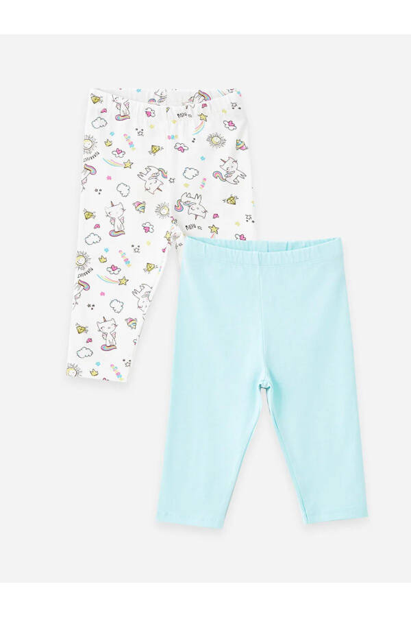 LCW Baby Elastic Waist Printed Girls Leggings 2 Pack - 1