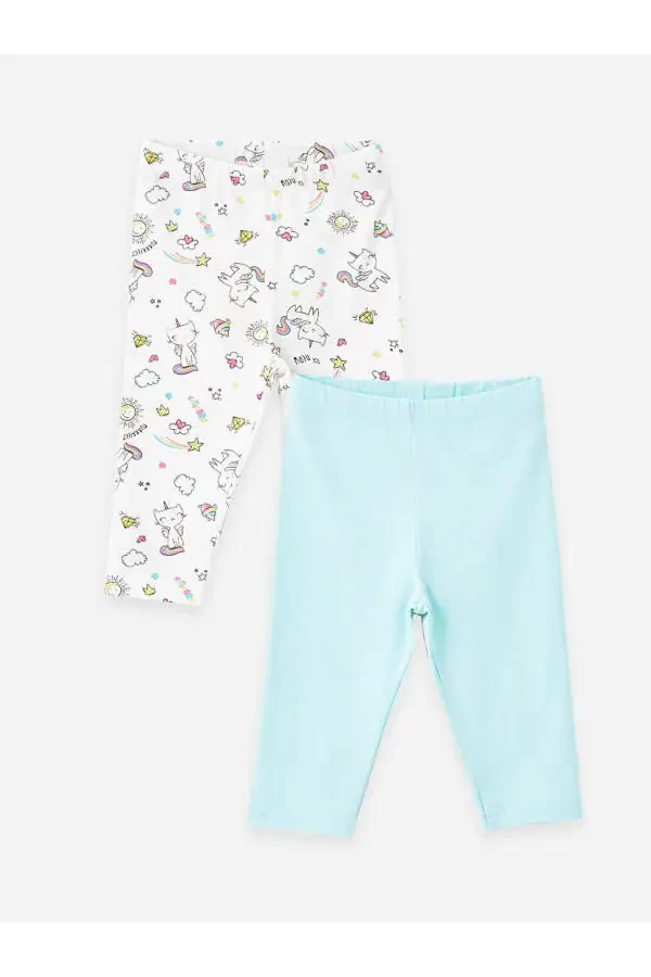 LCW Baby Elastic Waist Printed Girls Leggings 2 Pack - 1