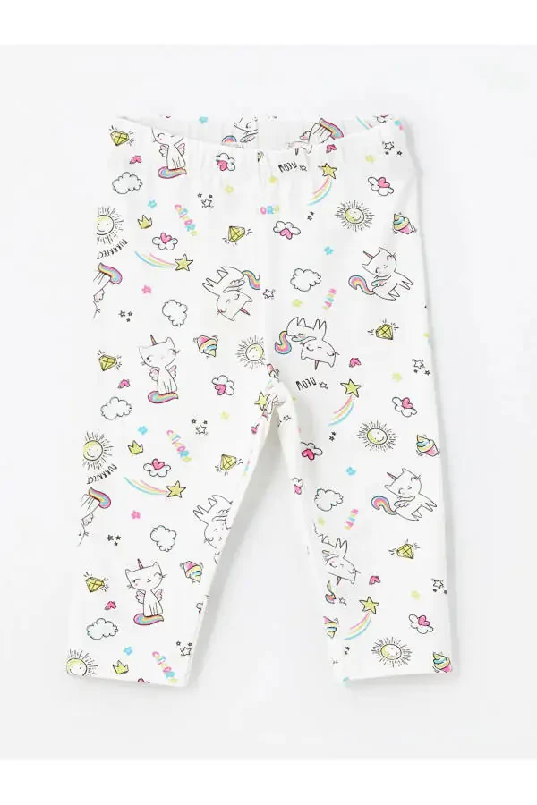 LCW Baby Elastic Waist Printed Girls Leggings 2 Pack - 2