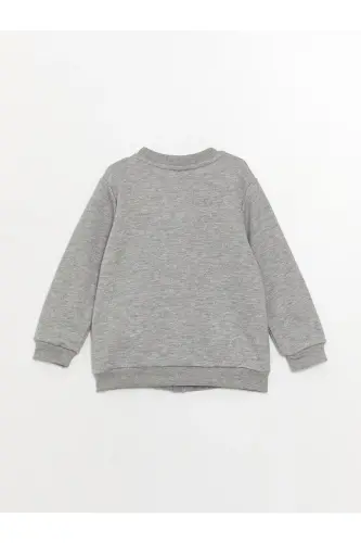 Kolej Yaka Uzun Kollu Basic Erkek Bebek Fermuarlı Sweatshirt (W3) - GREY MELANGE - 3