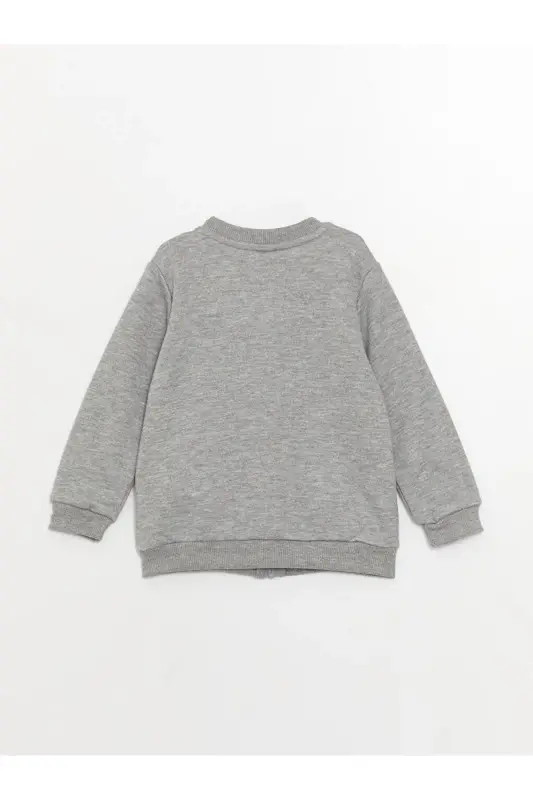 Kolej Yaka Uzun Kollu Basic Erkek Bebek Fermuarlı Sweatshirt (W3) - GREY MELANGE - 3
