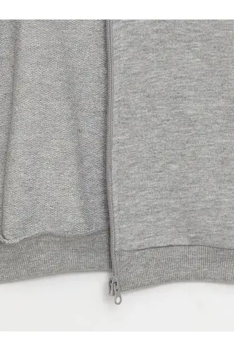 LCW baby Kollej Yoqa Uzun Qusqli Basic O'g'il Bola Chaqaloq Zip-Huddi - GREY MELANGE - 2