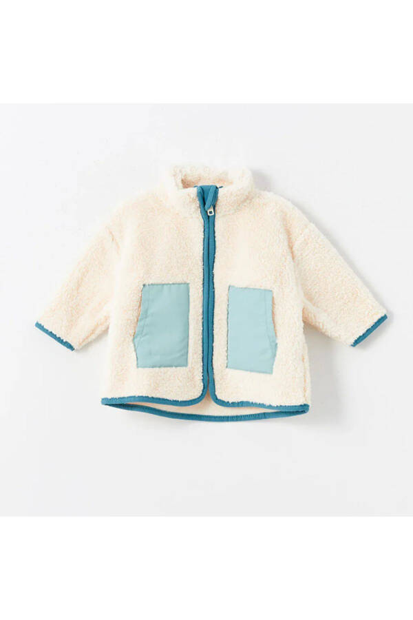 LCW Baby Light Beige Mandarin Collar Long Sleeve Boys Plush Cardigan - 4