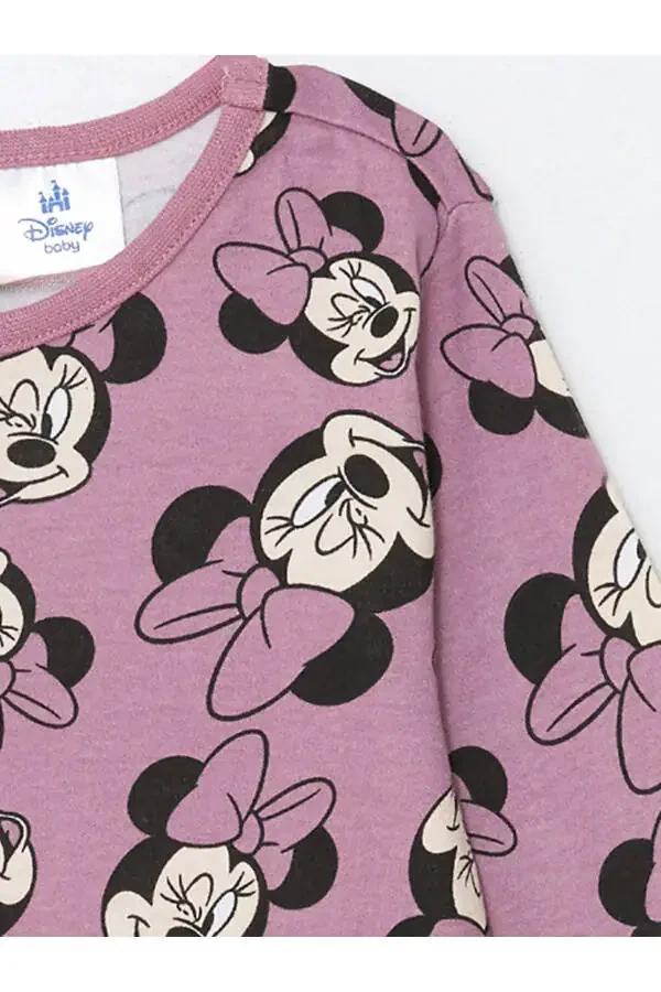 LCW baby Lilac Crew Neck Minnie Mouse Printed T-shirt - 2
