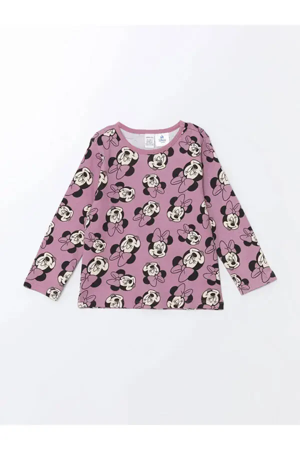 LCW baby Lilac Crew Neck Minnie Mouse Printed T-shirt - 3
