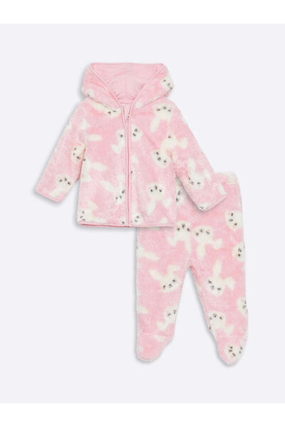 LCW Baby Pink Printed Hoodie and Jogger Set for Girls - 6