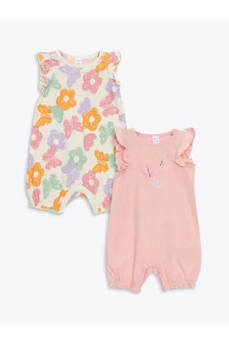 LCW baby pushti pushti qiz chaqaloq tugmalari bilan jihozlangan kombinezoni 2 dona to'plam - LC WAIKIKI