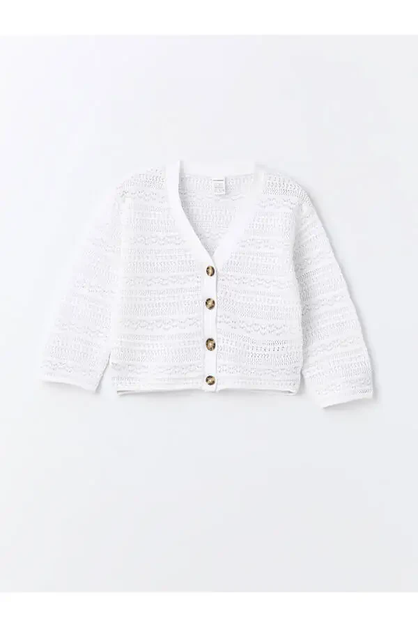 LCW Baby V Neck Girls Knit Cardigan - 1