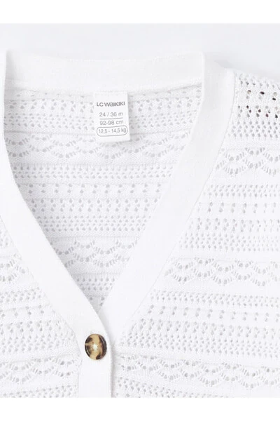 LCW Baby V Neck Girls Knit Cardigan - 3