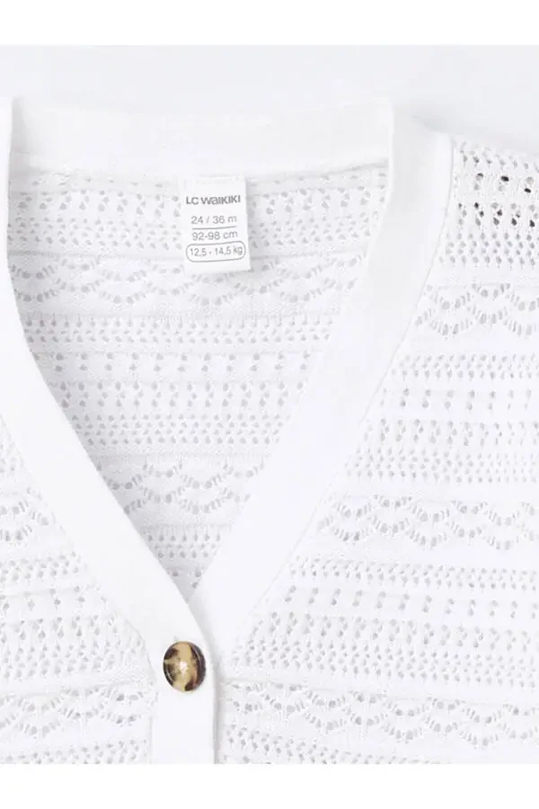 LCW Baby V Neck Girls Knit Cardigan - 3