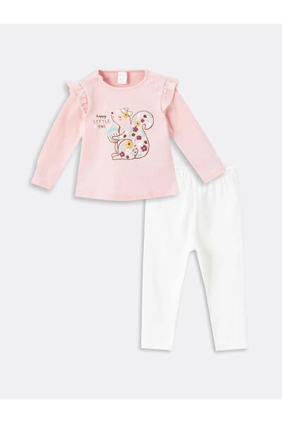 LCW baby Velosiped yoqali uzun yengli bosma qizaloqlar uchun bluzka va tayt 2 tadan iborat to'plam - 1