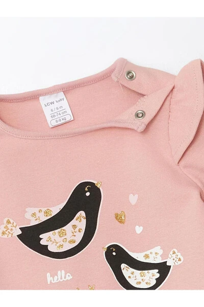 LCW baby Velosiped Yoqali Uzun Yengli Bosmali Qizaloq Bolalar Sviteri va Tayt 2'li - 3