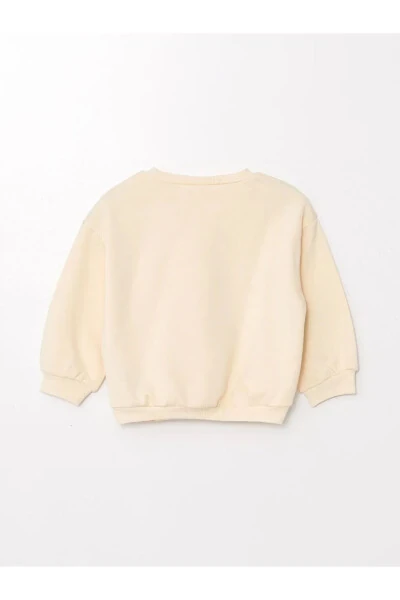 LCW baby Bisiklet Yaka Baskılı Kız Bebek Sweatshirt-Krem Rengi - 5
