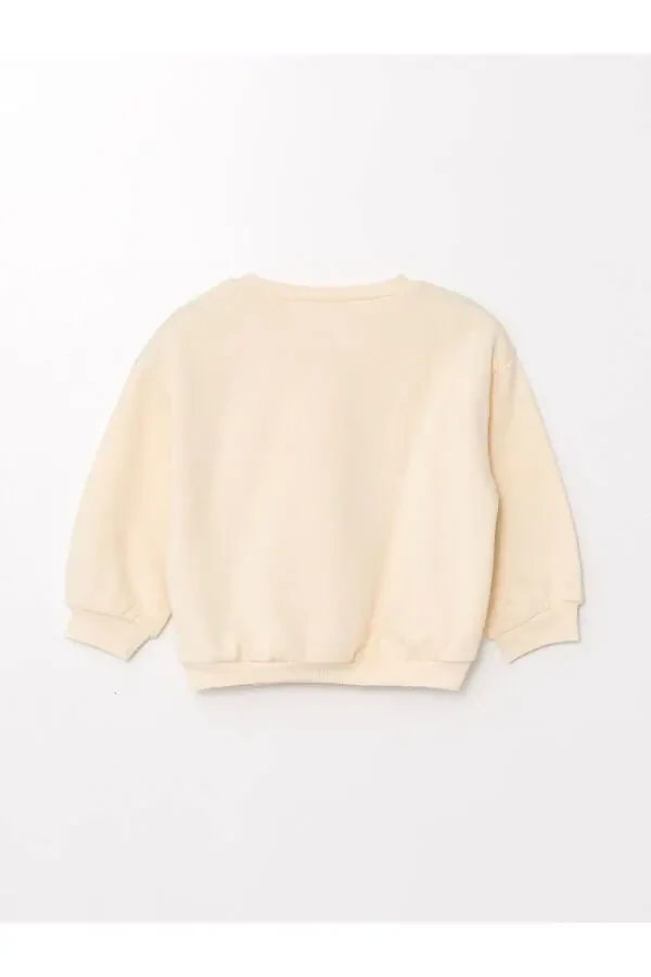LCW baby Bisiklet Yaka Baskılı Kız Bebek Sweatshirt-Krem Rengi - 2