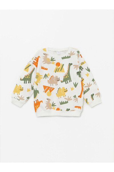 LCW Bisiklet Yaka Uzun Kollu Baskılı Erkek Bebek Sweatshirt - EkruBaskılı - LC WAIKIKI