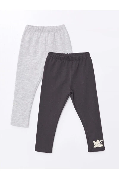 Lcw Beli Lastikli Baskılı Kız Bebek Tayt 2'li - 1