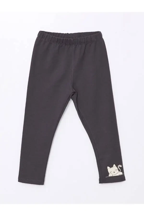 Lcw Beli Lastikli Baskılı Kız Bebek Tayt 2'li - 2